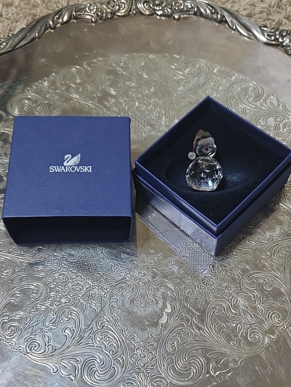 NIB ~ Swarovski Clear Crystal Snowman Ornament with Hat